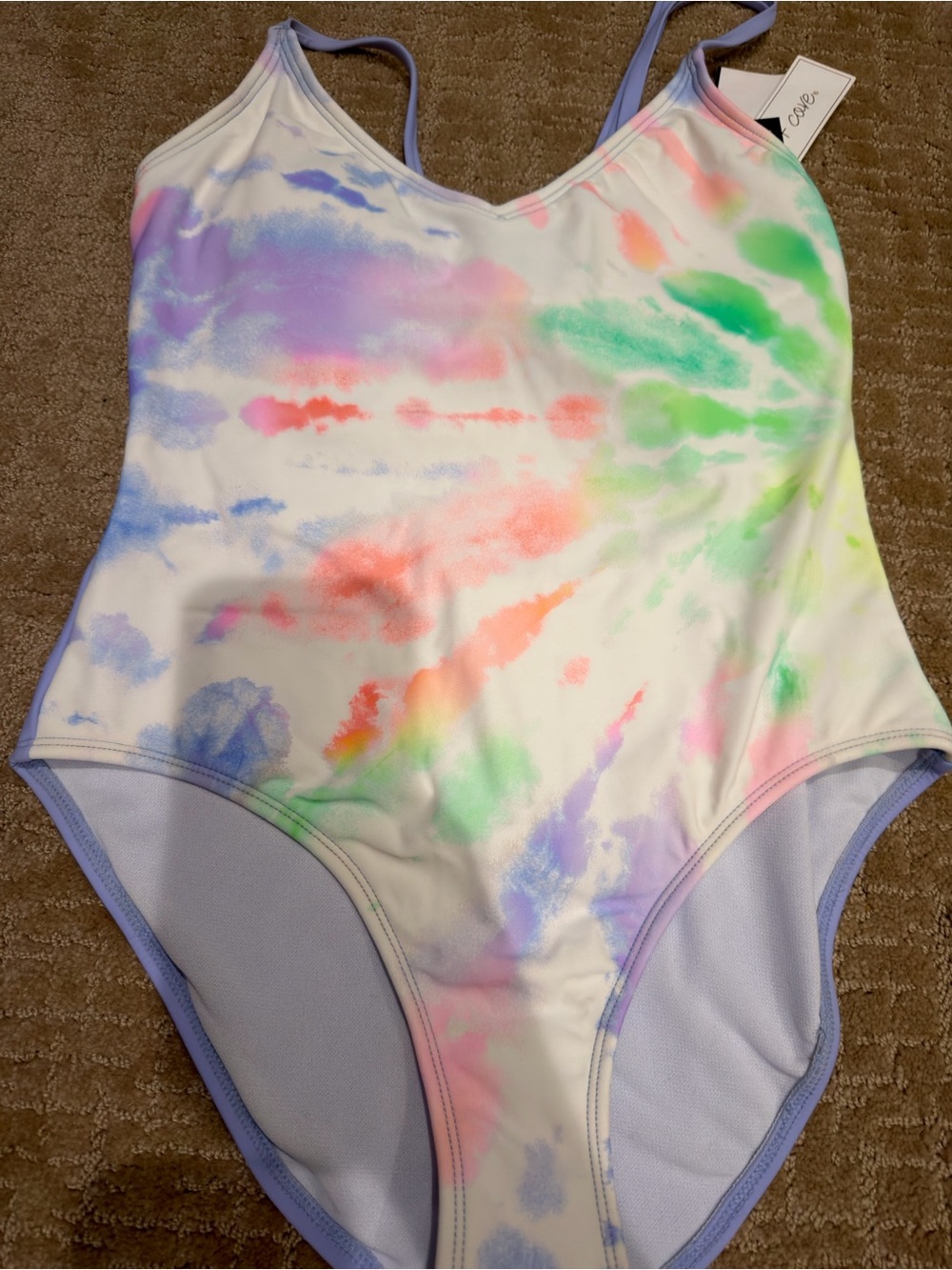 Women Tie-Dye One-Piece Swimsuit - Pastel Multicolor